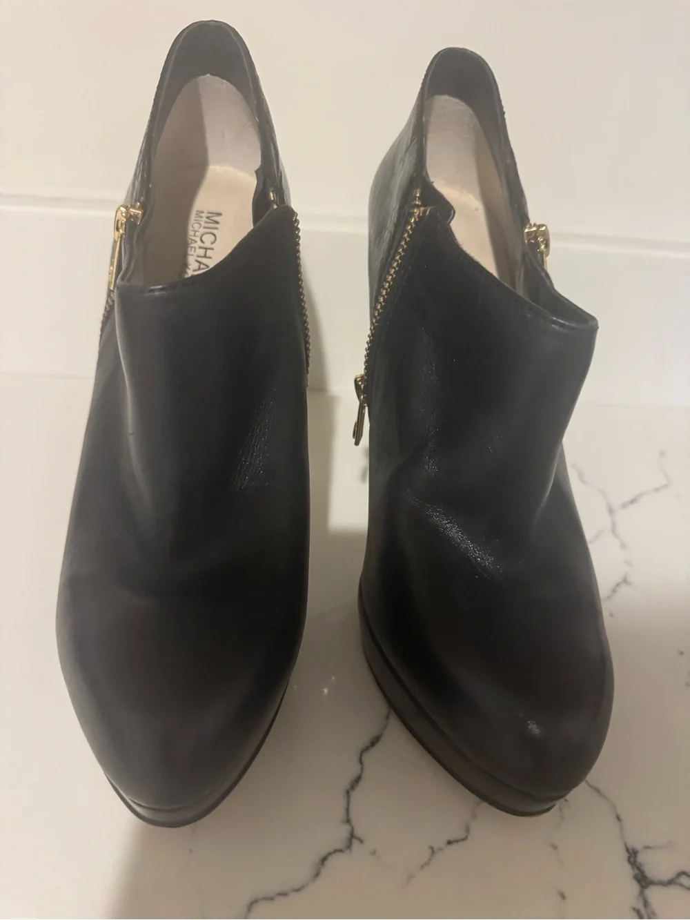 Michael Kors Size 9  High Heel Ankle Booties with Gold Zip